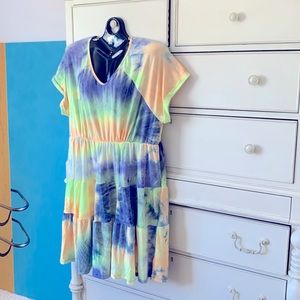 UMGEE TIE DYE COTTON KNIT BABYDOLL DRESS SIZE 1X NEW WITH TAGS